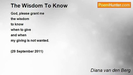 Diana van den Berg - The Wisdom To Know