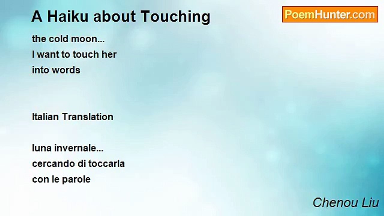 Chenou Liu - A Haiku about Touching