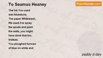 paddy d daly - To Seamus Heaney