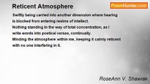 RoseAnn V. Shawiak - Reticent Atmosphere