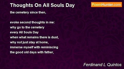 Ferdinand L Quintos - Thoughts On All Souls Day