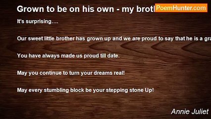 Annie Juliet - Grown to be on his own - my brother