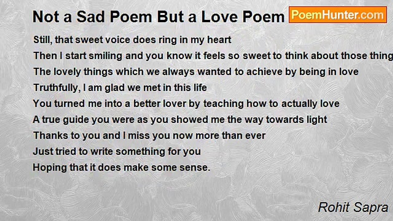 Rohit Sapra - Not a Sad Poem But a Love Poem