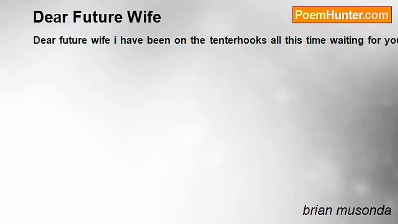 brian musonda - Dear Future Wife