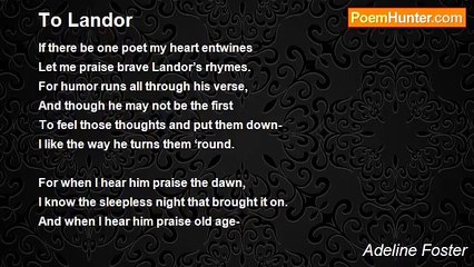 Adeline Foster - To Landor