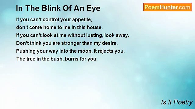 Is It Poetry - In The Blink Of An Eye