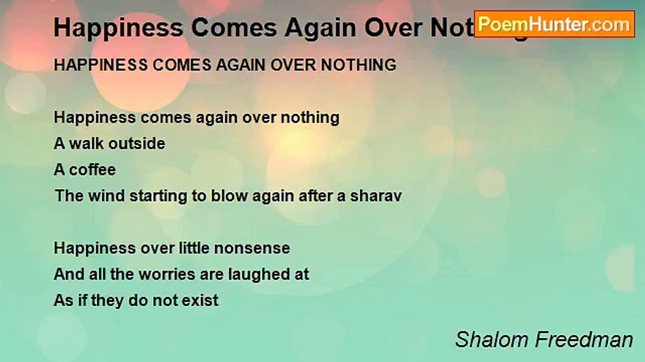 Shalom Freedman - Happiness Comes Again Over No...