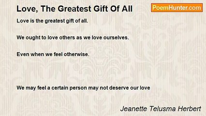 Jeanette Telusma Herbert - Love, The Greatest Gift Of All