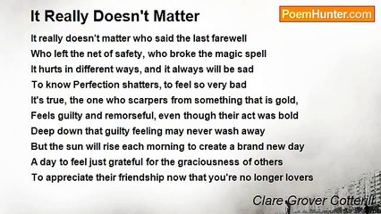 Clare Grover Cotterill - It Really Doesn't Matter