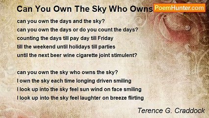 Terence G. Craddock (afterglows echoes of starlight) - Can You Own The Sky Who Owns The Sky?