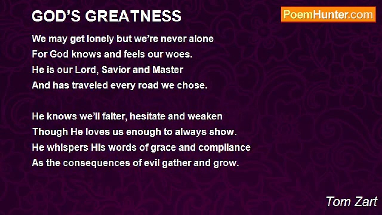 Tom Zart - GOD’S GREATNESS