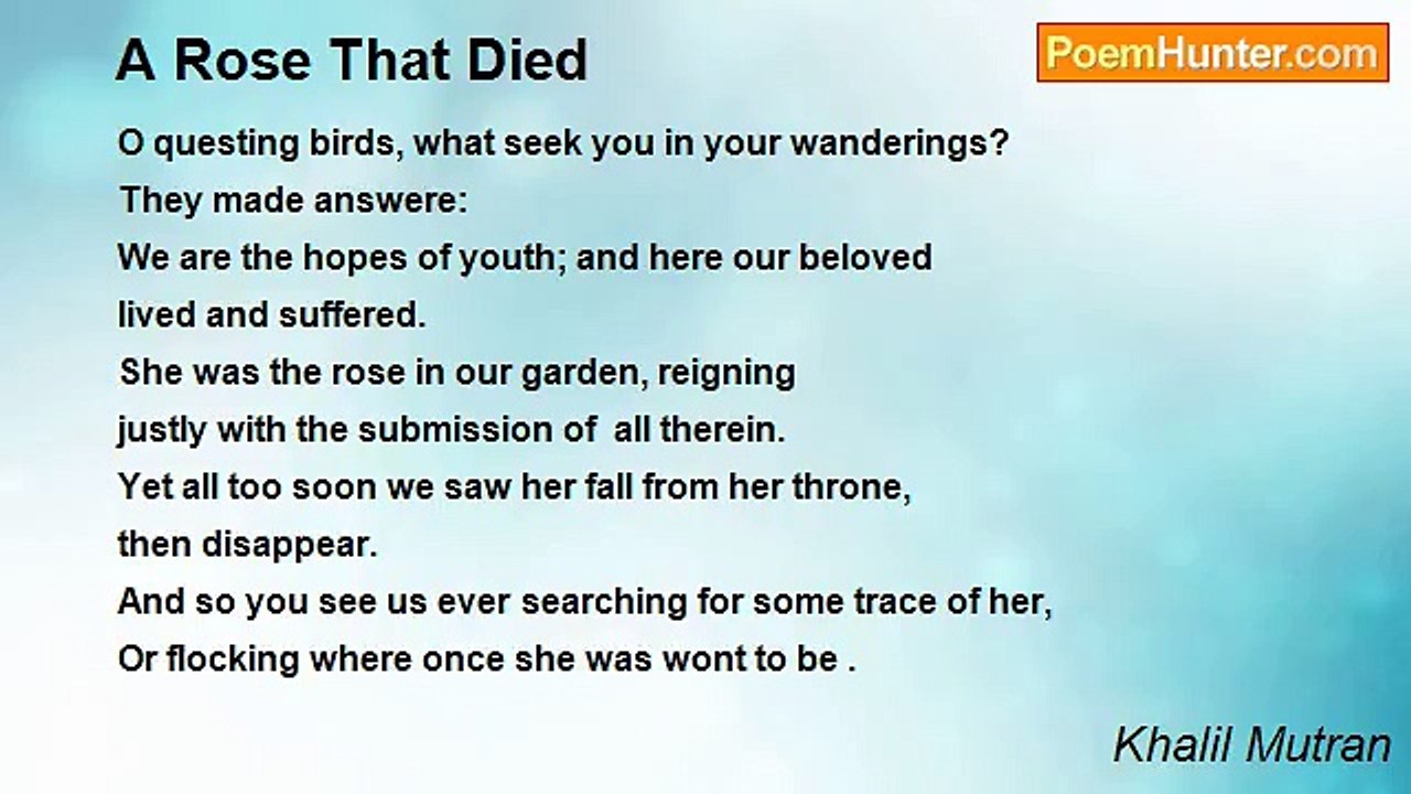 Khalil Mutran - A Rose That Died