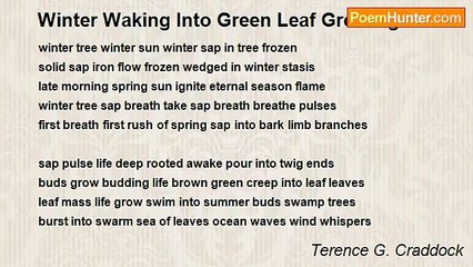 Terence G. Craddock (afterglows echoes of starlight) - Winter Waking Into Green Leaf Growing