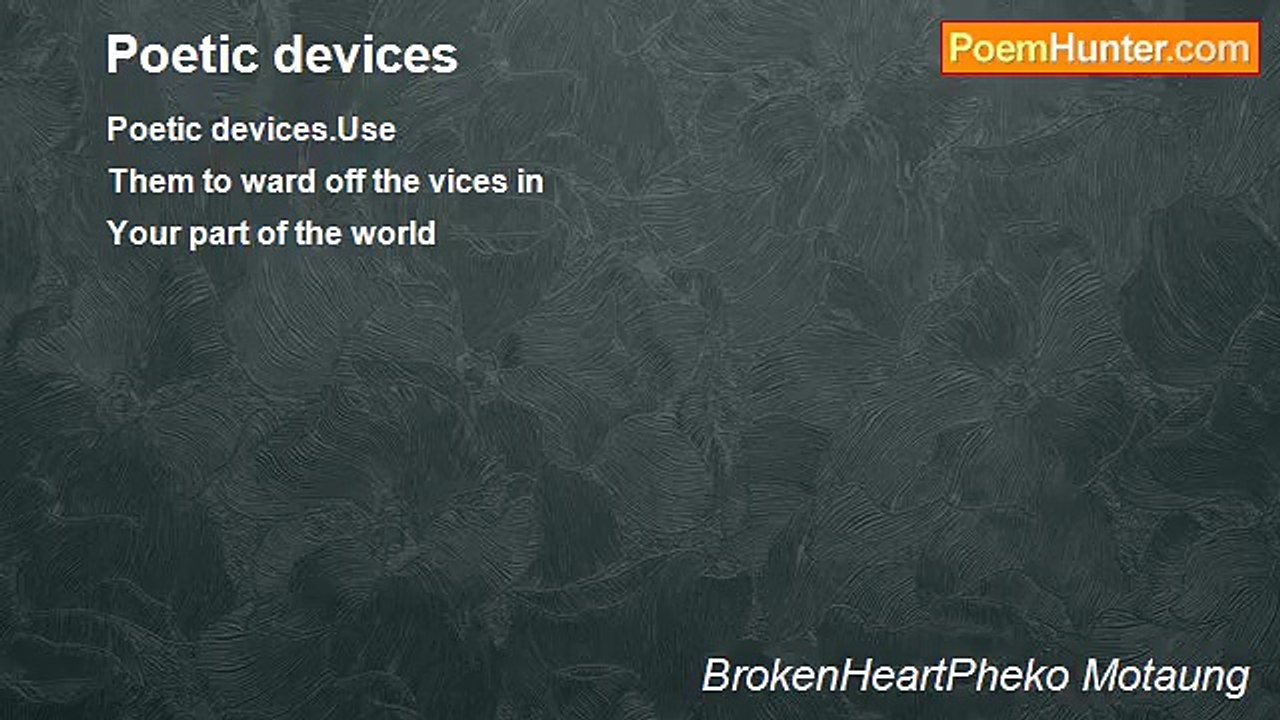 BrokenHeartPheko Motaung - Poetic devices