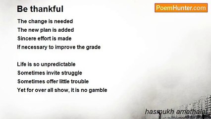 hasmukh amathalal - Be thankful