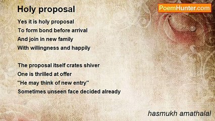 hasmukh amathalal - Holy proposal