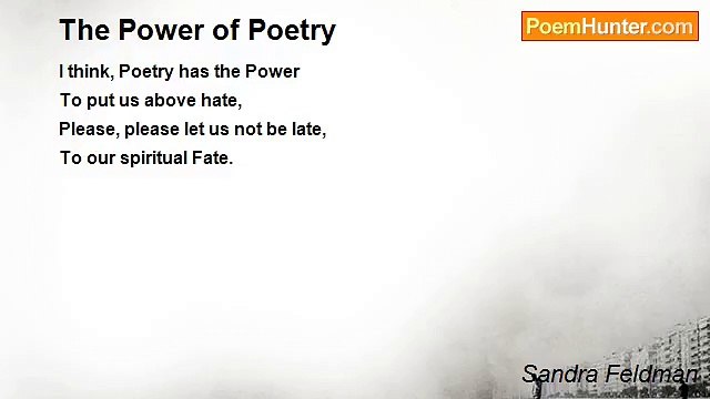 Sandra Feldman - The Power of Poetry