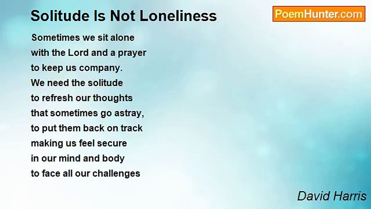 David Harris - Solitude Is Not Loneliness