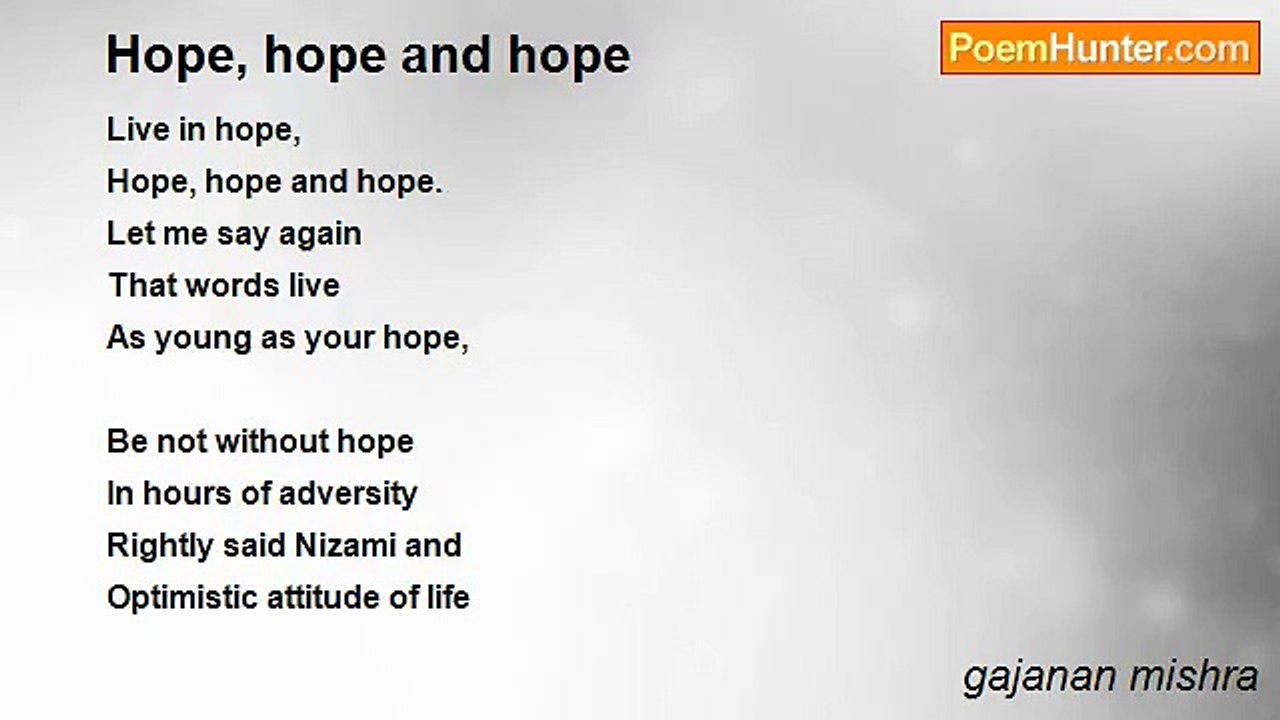 gajanan mishra - Hope, hope and hope