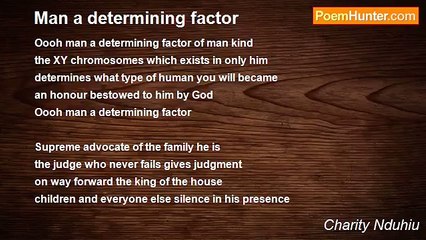 Charity Nduhiu - Man a determining factor