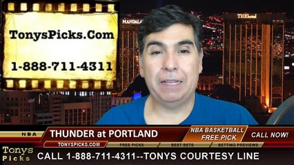 Portland Trailblazers vs. Oklahoma City Thunder Free Pick Prediction NBA Pro Basketball Odds Preview 10-29-2014