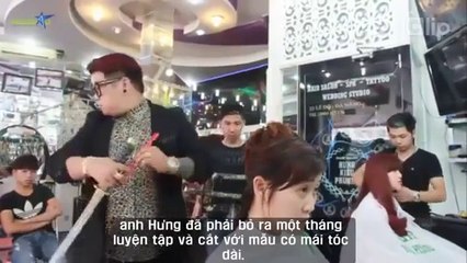 this man cuts hair with a samurai sword