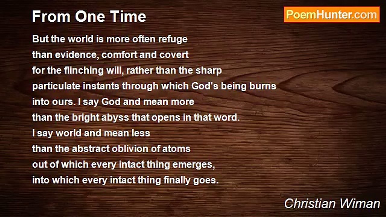 Christian Wiman - From One Time