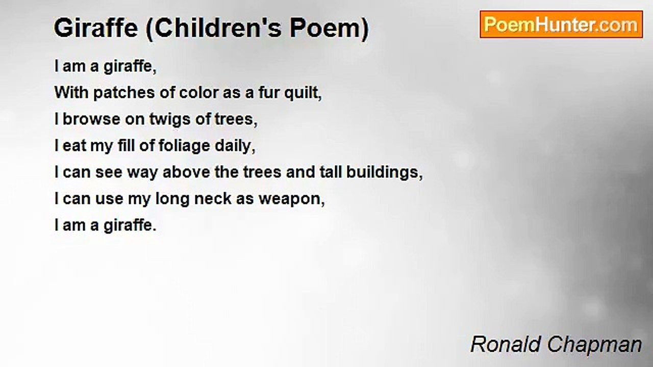 Ronald Chapman - Giraffe (Children's Poem)