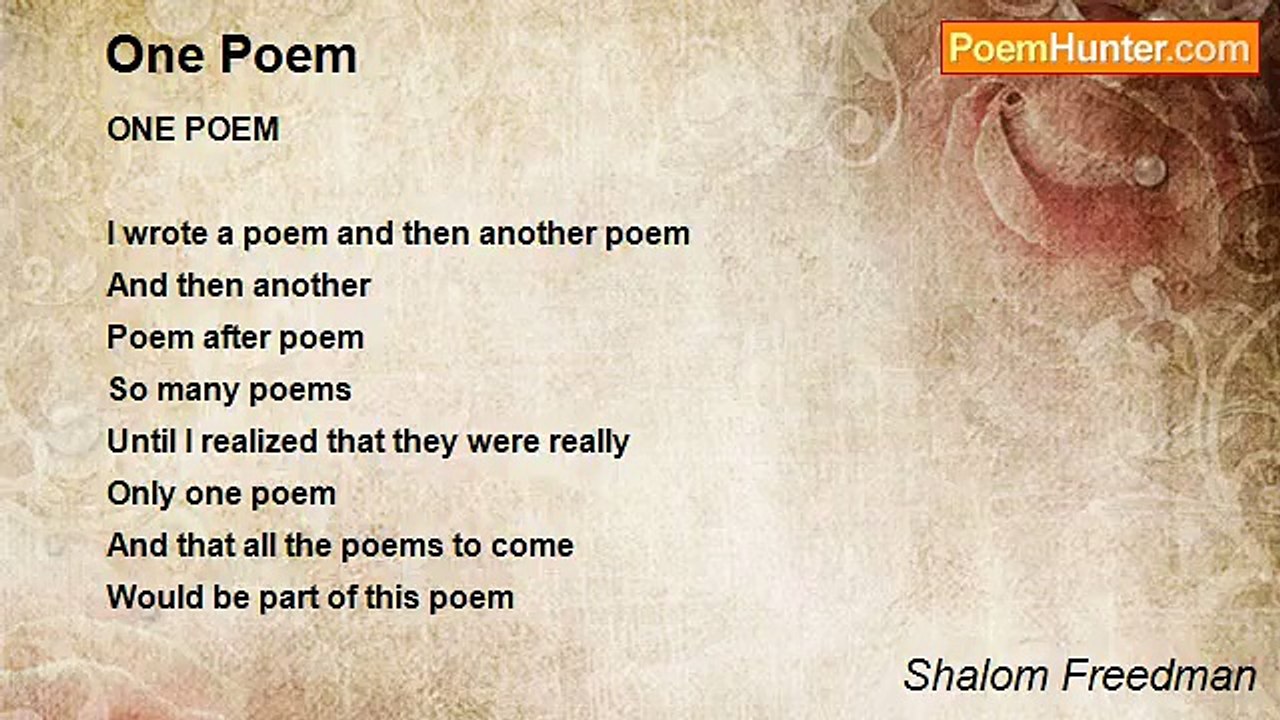 Shalom Freedman - One Poem