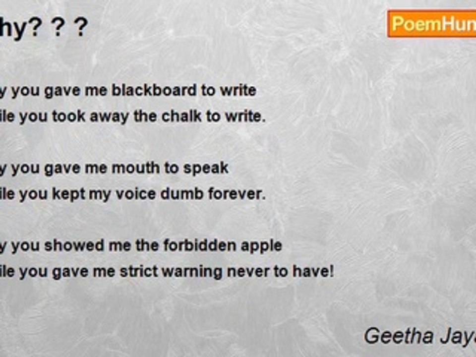 Geetha Jayakumar - Why? ? ?