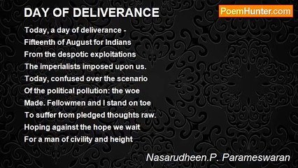 Nasarudheen.P. Parameswaran - DAY OF DELIVERANCE