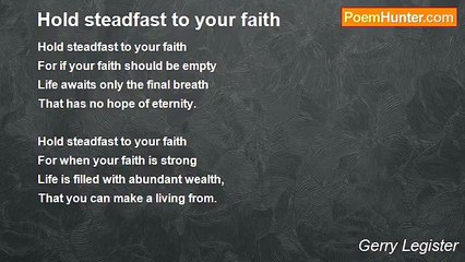 Gerry Legister - Hold steadfast to your faith