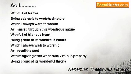 Nehemiah Theophylus Haokip - As I...........