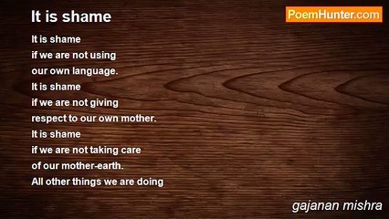 gajanan mishra - It is shame