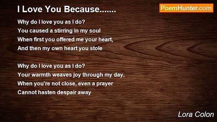 Lora Colon - I Love You Because.......