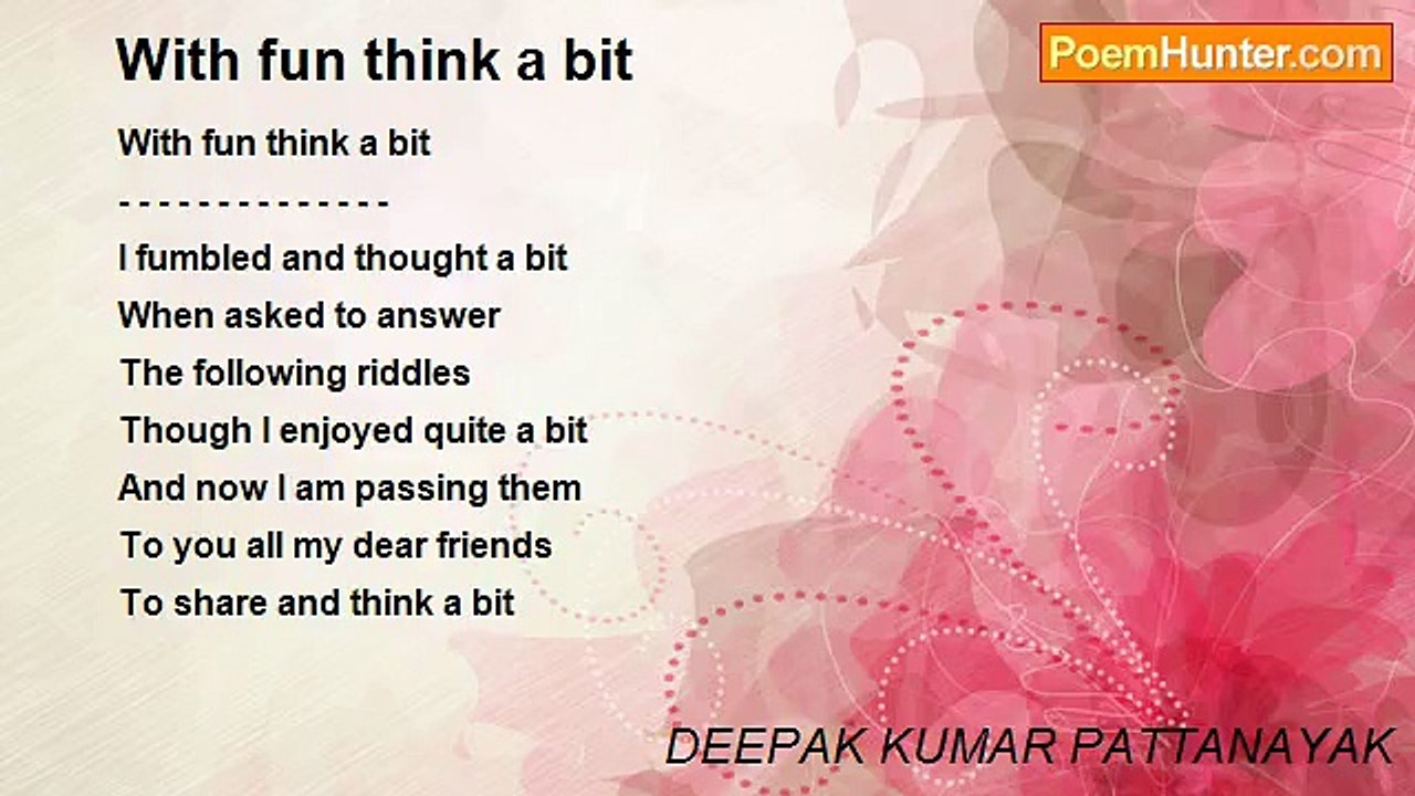 DEEPAK KUMAR PATTANAYAK - With fun think a bit