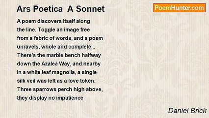 Daniel Brick - Ars Poetica  A Sonnet