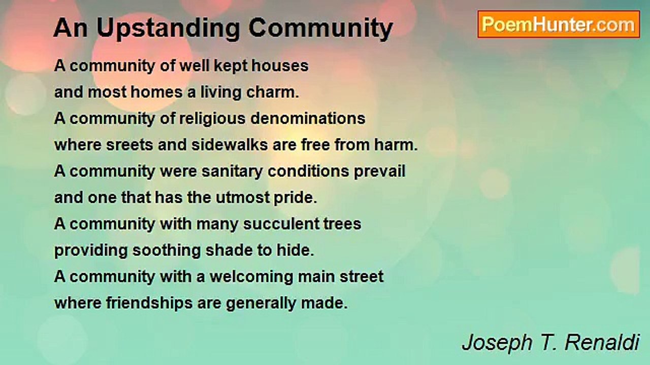 Joseph T. Renaldi - An Upstanding Community