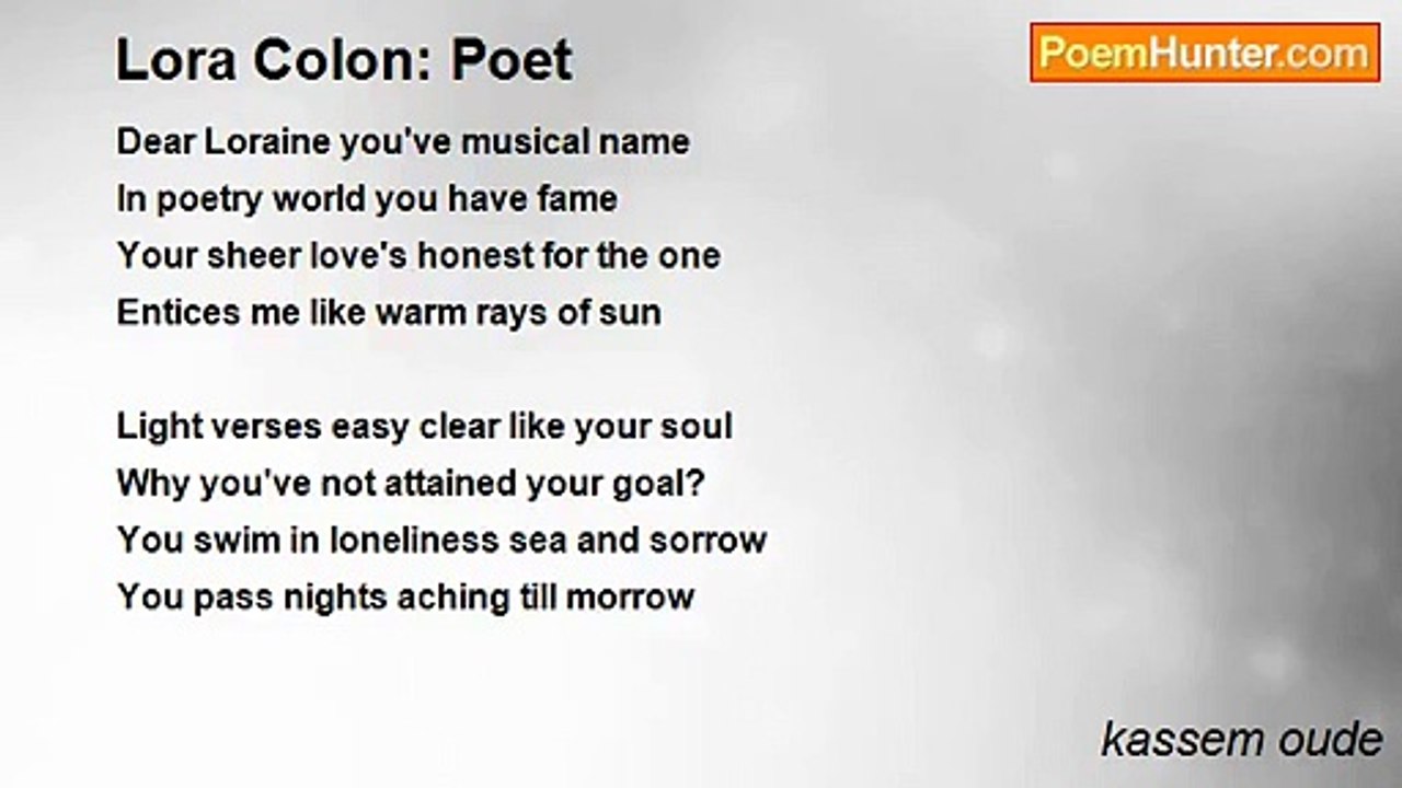 kassem oude - Lora Colon: Poet