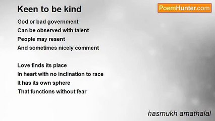 hasmukh amathalal - Keen to be kind