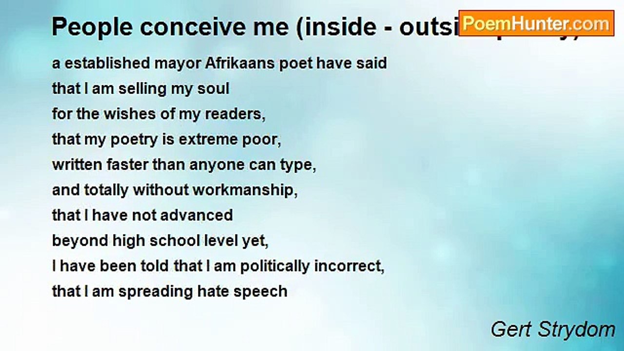 Gert Strydom - People conceive me (inside - outside poetry)