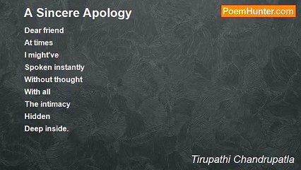 Tirupathi Chandrupatla - A Sincere Apology