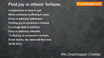 Rm.Shanmugam Chettiar. - Find joy in others' fortune.