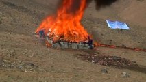 Giant haul of illegal drugs go up in flames in Afghanistan