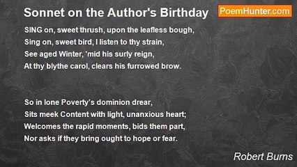 Robert Burns - Sonnet on the Author's Birthday