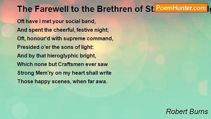 Robert Burns - The Farewell to the Brethren of St. James's Lodge, Tarbolton