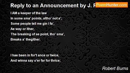 Robert Burns - Reply to an Announcement by J. Rankine