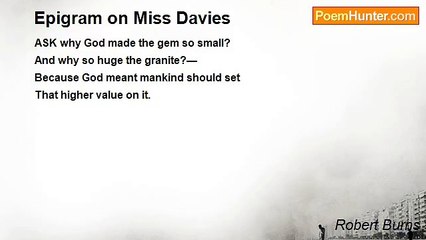 Robert Burns - Epigram on Miss Davies