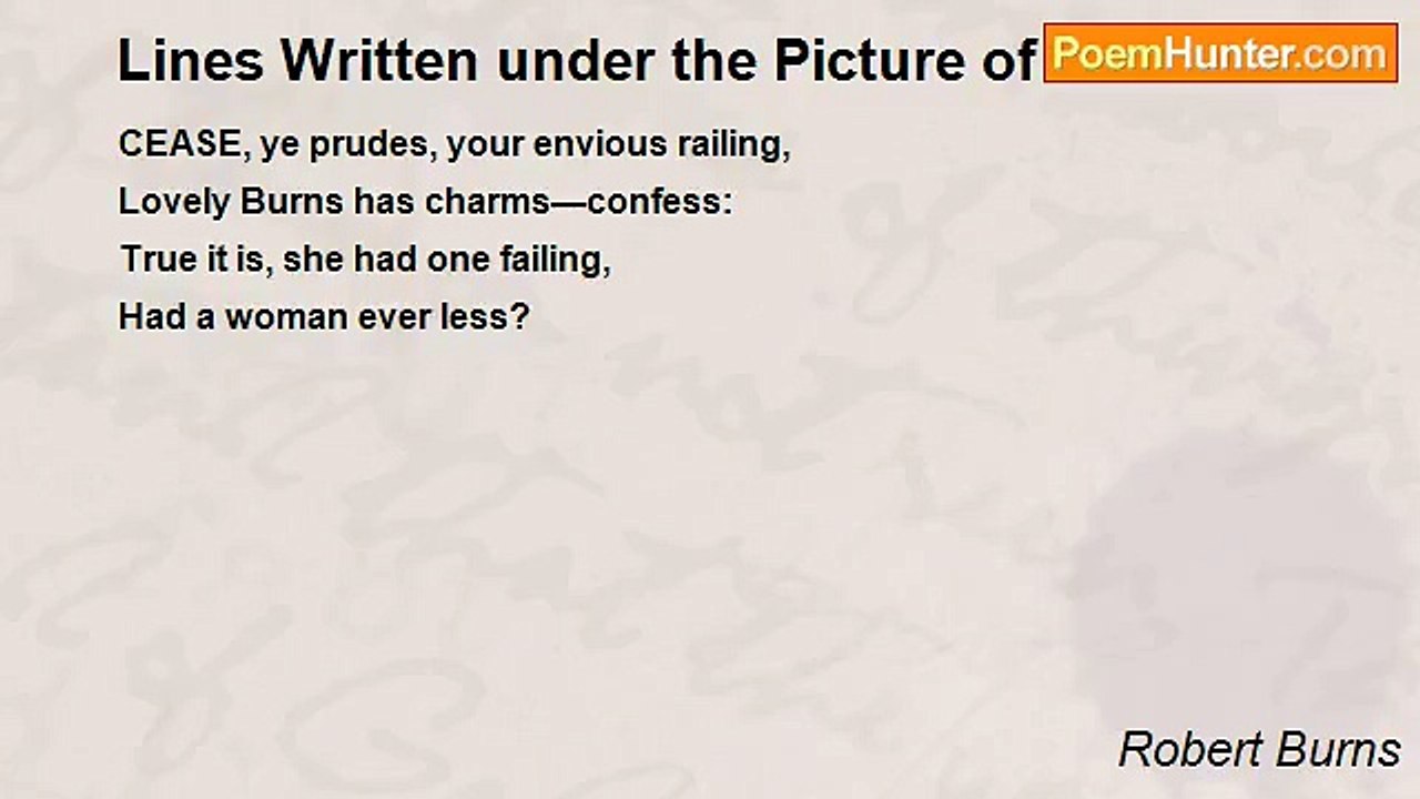 Robert Burns - Lines Written under the Picture...