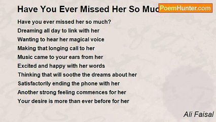 Ali Faisal - Have You Ever Missed Her So Much?